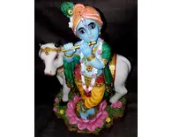 Krishna With Cow large size -- Polyresin Deity (10" high)