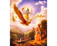 Lord Vishnu Appears on His Bird-Carrier Garuda Before Prajapati Daksa