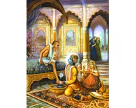 Krishna Welcomes His Friend Sudama