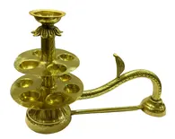 Grand Brass Arati Lamp – 11 Ghee Wicks - Ganga Pooja Aarti Style