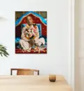 Srila Prabhupada in London on Red and Blue Vyasasana with Folded Hands