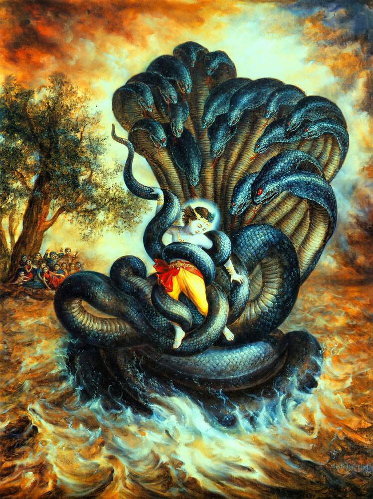 Krishna in the Coils of the Kaliya Serpent