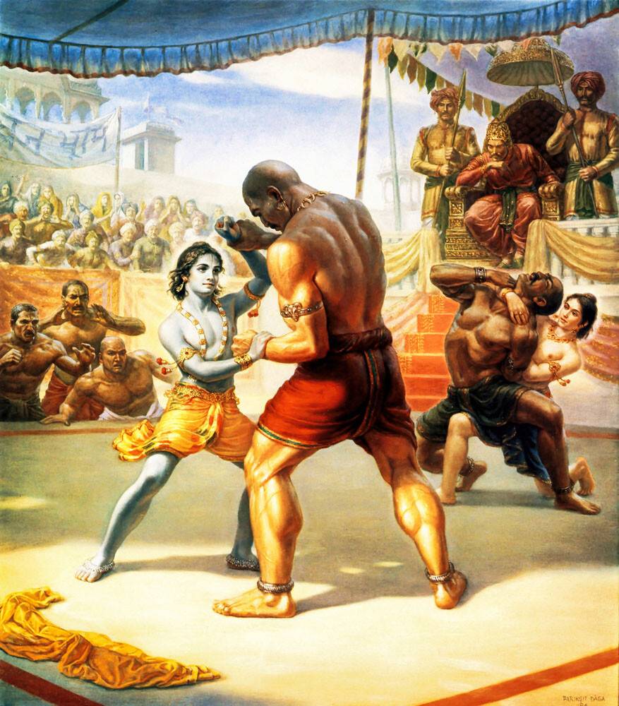 The Wrestling Match – Krishna and Balaram vs Kamsa