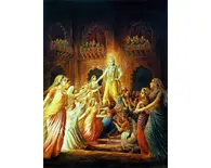 Krishna Leaving, His Wives Lamenting