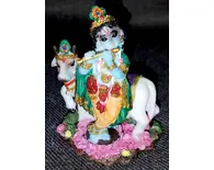 Krishna With Cow -- Small Size Polyresin Deity (2.5" high)