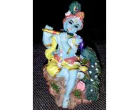 Krishna with Peacock small size Polyresin Figure (2.5" high)