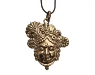 Big Krishna's Face Pendant - White Metal with Black Thread