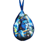 Krishna Playing Flute (Blue) - Digitally Printed Bead-Bag [3 sides and strap] Standard Size