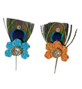 Deity Crown Decorative Pins with Peacock Feather, Big Flower & Diamond