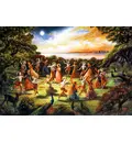 Rasa Dance Painting -- Krishna Dances with Gopis at Midnight