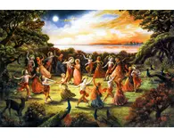 Rasa Dance Painting -- Krishna Dances with Gopis at Midnight