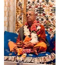 Srila Prabhupada in New York, Playing Kartals on Blue Vyasasana