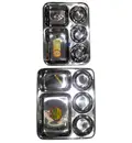 Bhojan Thali Prasadam Plate Sets -- Stainless Steel - 5 sections