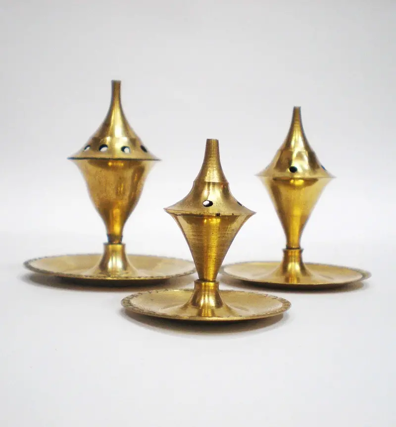 Assorted Collection of 5 Brass Incense Holders