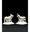 Altar Decoration, White Metal -- Cows (2 piece set)