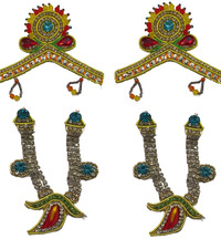 Crown and Necklace Set -- Chain of Colorful Diamonds & Thread Work (pair)