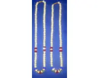 White Perl Mala with Crystal Beads 18" (Set of 2)