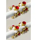 Deity Bracelets -- Golden Pearls and Colourful Diamonds_D210