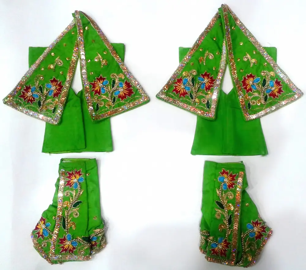 Gaura Nitai Deity Clothes -- Deluxe Flower With Kerry Design