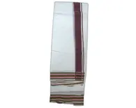 Dhoti / Chadar -- White Cotton Fine, Thick Fancy Borders