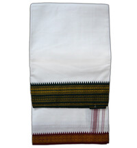 Dhoti / Chadar -- Cotton with Ganga-Yamuna Embroidered Borders