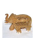 Hand-Carved Wood Elephant Figure