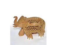 Hand-Carved Wood Elephant Figure