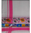 Dhoti / Chadar -- Big Embroidery Borders with Flower and Leaf Patterns