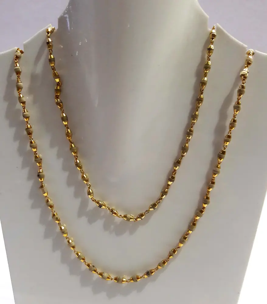 Gold Plated Silver Tulsi Necklace - Medium Beads