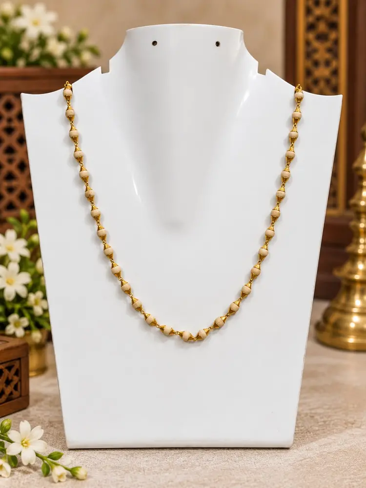 Gold Plated Silver Tulsi Necklace - Small Beads