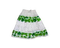 Gopi Skirt for Girls -- Jaipuri, White with Printed Pattern