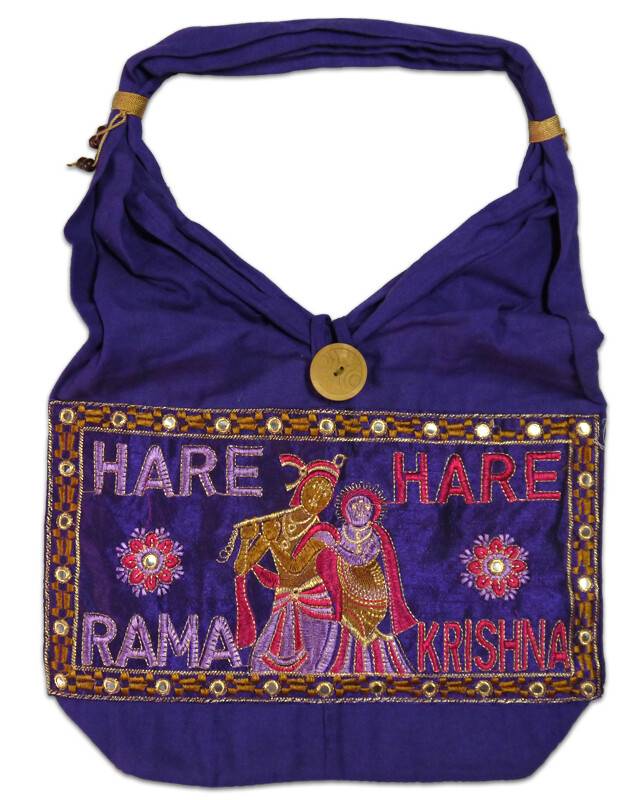 Hare Krishna Embroidered Handbag -- 15\" x 13\"