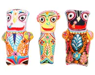 Childrens Stuffed Toy: Jagannatha, Baladeva and Lady Subhadra Dolls with Embroidery