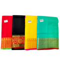 Sari, Cotton Blended -- Plain Color with Attractive Border