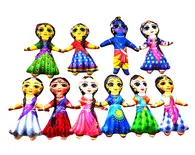 Childrens Stuffed Toys: Radha Krishna and Astha Saki Dolls - set of 10