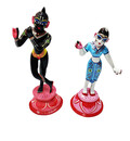 Painted Brass Radha Krishna Deities (9\")