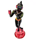 Painted Brass Standing Black Krishna (9\")