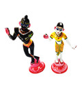 Painted Brass Radha Krishna Deities (6.5\")