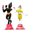 Painted Brass Radha Krishna Deities (6.5\")