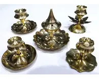 Assorted Collection of 5 Brass Incense Holders