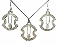 ISKCON Tilak Set - Pair of Earrings & Matching Pendant with Black Thread