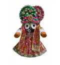 Jagannatha Crowns with Matching Dress - Pink & Green Kerry, Flowers, Pearls & Diamonds (3 Crowns & Dresses)