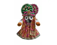 Jagannatha Crowns with Matching Dress - Pink & Green Kerry, Flowers, Pearls & Diamonds (3 Crowns & Dresses)