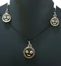 Jagannatha Set - Pair of Earrings & Matching Pendant with Black Thread