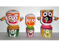 Jagannatha, Baladeva and Subhadra Deities (8" High)