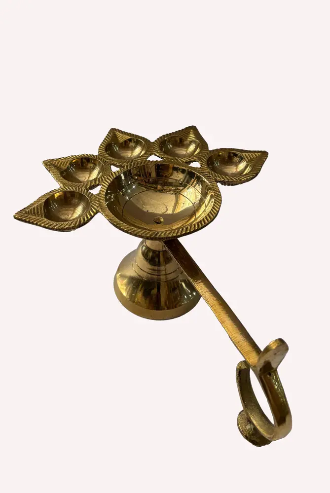 Ghee Lamp, Single Wick -- Brass