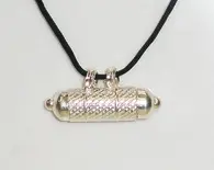 Sterling Silver Kavacha Tube Pendant with Black Thread