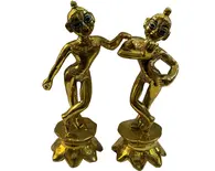 Krishna Balaram Deities Lotus Base (Brass 7")