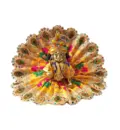 Laddu Gopal Crown and Necklace Set - Orange Yellow Thread & Diamond