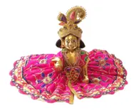 Laddu Gopal Crown and Necklace Set -  Pink Purple Thread & Diamond